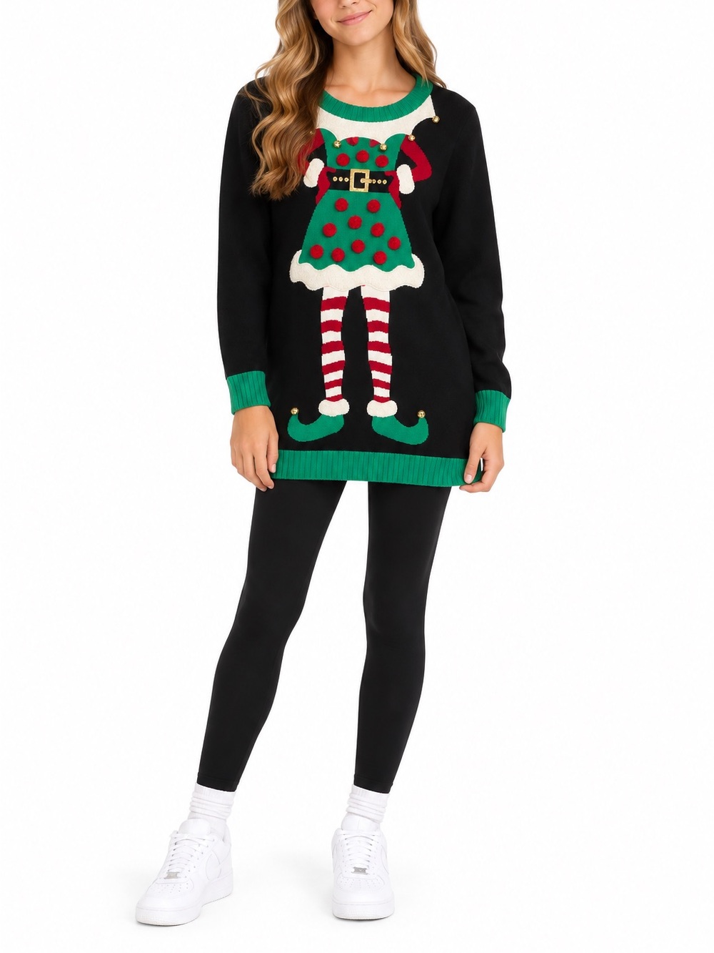 Nordstrom Girls Size Large Black Jingle Bell Christmas Holiday Sweater